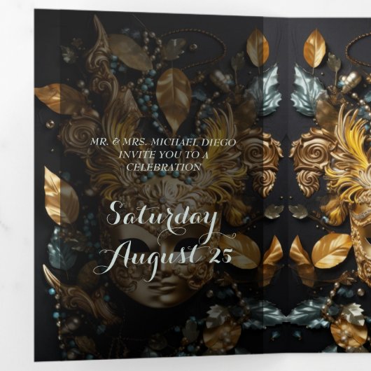 Masquerade Ball Quinceanera Party Einladung (Innen Erste Seite)