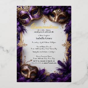 Masquerade Ball Quinceañera Royal Barock Lila Folieneinladung
