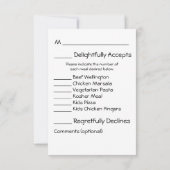 Masquerade Ball Response Card mit Essensauswahl RSVP Karte (Rückseite)