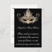 Masquerade Ball Response Card mit Essensauswahl RSVP Karte (Vorne/Hinten)