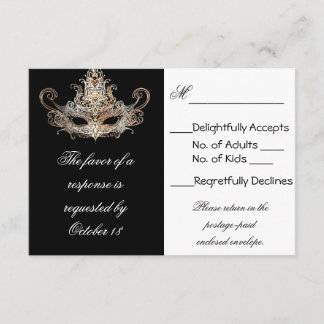 Masquerade Ball Response Cards RSVP Karte