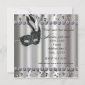 Masquerade Ball Silver Black Party Einladung (Rückseite)