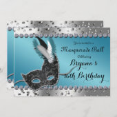 Masquerade Ball Silver und Blue Party Einladung (Vorne/Hinten)