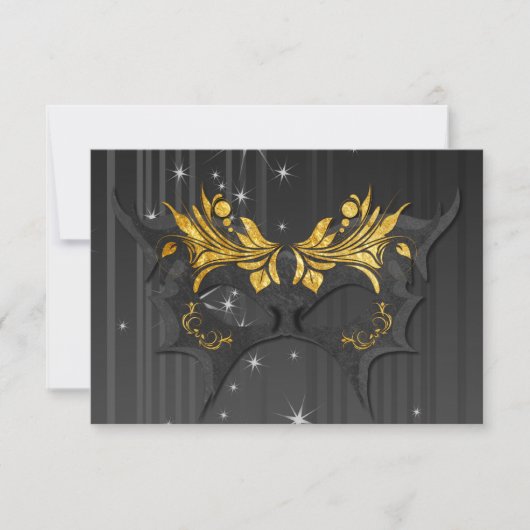 Masquerade Ball Wedding RSVP Card Karte (Vorderseite)