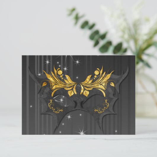 Masquerade Ball Wedding RSVP Card Karte (Stehend Vorderseite)
