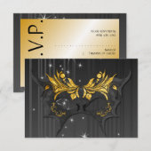 Masquerade Ball Wedding RSVP Card Karte (Vorne/Hinten)