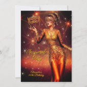 Masquerade Birthday Gold Copper Stunning Dress Einladung (Vorderseite)