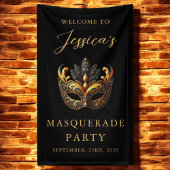 Masquerade Black Gold Geburtstag Willkommen Banner