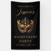 Masquerade Black Gold Geburtstag Willkommen Banner (Vertikal)