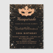 Masquerade Black Gold Geburtstags Einladungsmagnet Magnetkarte (Vorderseite)