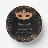 Masquerade Black Gold Glitzer Geburtstagsparty Pappteller (Vorderseite)