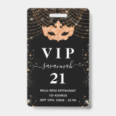Masquerade Black Gold Glitzer vip Einladung Abzeic Ausweis (Vorderseite)