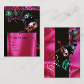MASQUERADE BLACK PINK FUCHSIA SILK DAMASK KLOTH VISITENKARTE (Vorne/Hinten)