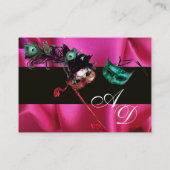 MASQUERADE BLACK PINK FUCHSIA SILK DAMASK KLOTH VISITENKARTE (Rückseite)
