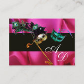 MASQUERADE BLACK PINK FUCHSIA SILK DAMASK KLOTH VISITENKARTE (Rückseite)