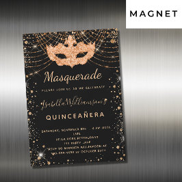 Masquerade Black Quinceanera Einladungsmagnet Magnetkarte