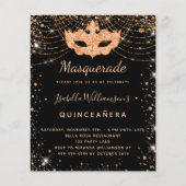 Masquerade Black Quinceanera Haushaltseinladung Flyer (Vorne)