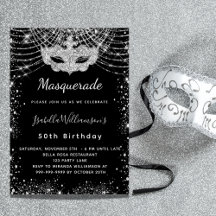 Masquerade Black Silber Glitzer Geburtstagsparty