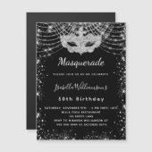 Masquerade Black silber Luxus Geburtstagsparty Magneteinladung (Vorne/Hinten)