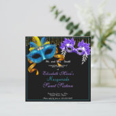 Masquerade Carnival Feather Masken 16 . Geburtstag Einladung (Stehend Vorderseite)