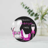 Masquerade Champagne Bachelorette Corset Pink R Einladung (Stehend Vorderseite)