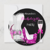 Masquerade Champagne Bachelorette Corset Pink R Einladung (Vorderseite)