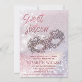 Masquerade charming glittery ombre einladung (Vorderseite)