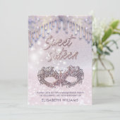 Masquerade chic Tropfen funkeln glänzende ombre Einladung (Stehend Vorderseite)