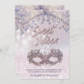 Masquerade chic Tropfen funkeln glänzende ombre Einladung (Vorne/Hinten)