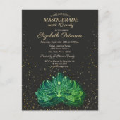 Masquerade, Confetti Green Masque Sweet 16 Einladungspostkarte (Vorderseite)