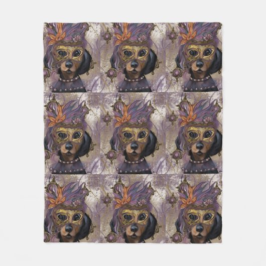 MASQUERADE DACKEL ART FLEECEDECKE (Vorderseite)