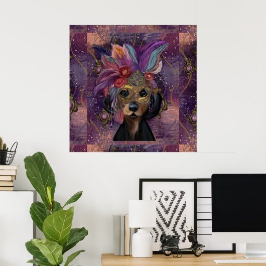 MASQUERADE DACKEL ART POSTER (Heimbüro)