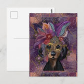 MASQUERADE DACKEL ART POSTKARTE (Vorne/Hinten)