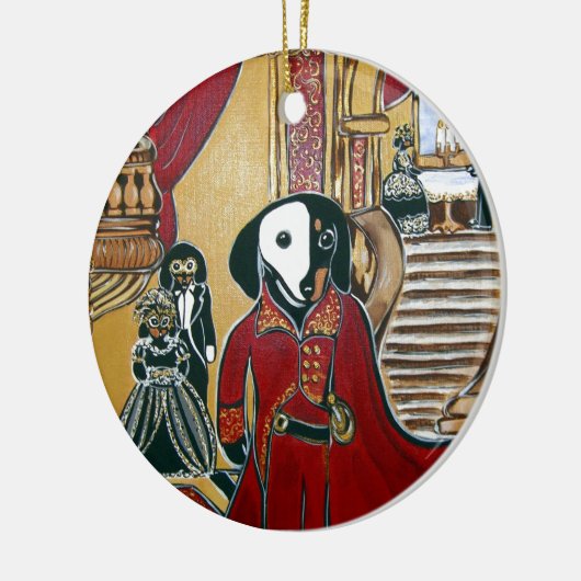 MASQUERADE-DACKEL KERAMIK ORNAMENT (Links)