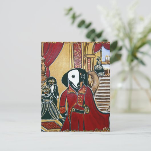 MASQUERADE-DACKEL POSTKARTE (Stehend Vorderseite)