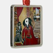 MASQUERADE-DACKEL SILBERNES ORNAMENT (Rechts)