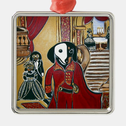 MASQUERADE-DACKEL SILBERNES ORNAMENT (Vorne)