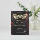 Masquerade Dark Rote Rosen Gothic Sweet 16 Einladungspostkarte (Stehend Vorderseite)
