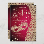 Masquerade Diamond Damaskus rot süß 16 Einladung (Vorne/Hinten)