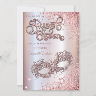 Masquerade Diamond Luxus Rose Gold süß 16 Einladung