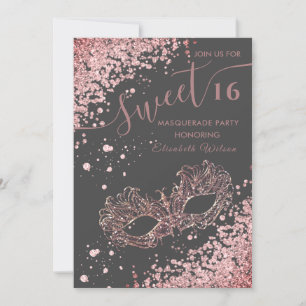 Masquerade Diamond Luxus Rose Gold süß 16 Einladung