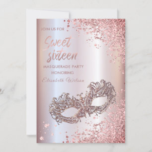 Masquerade Diamond Luxus Rose Gold süß 16 Einladung
