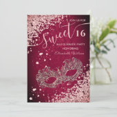 Masquerade Diamond Luxus Rose Gold süß 16 Inv. Einladung (Stehend Vorderseite)