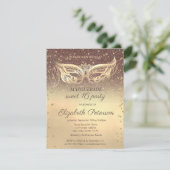 Masquerade Diamonds Glitzer Gold Sweet 16 Einladung (Stehend Vorderseite)