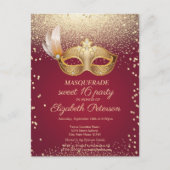 Masquerade Diamonds, Masque, Sweet 16 Einladungspostkarte (Vorderseite)