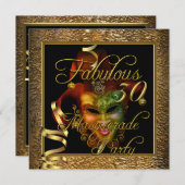 Masquerade Fabulous 30 Gold Black Birthday Party Einladung (Vorne/Hinten)