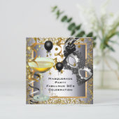 Masquerade Fabulous 30. Silver Gold Black Party Einladung (Stehend Vorderseite)