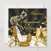 Masquerade Fabulous 40 Frauen Gold High Heel Einladung (Vorderseite)