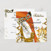 Masquerade Fabulous 40 Goldmedaille High Heel 2 Einladung (Vorne/Hinten)