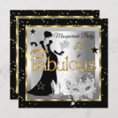 Masquerade Fabulous 50 Party Gold Silver Black Einladung (Vorne/Hinten)